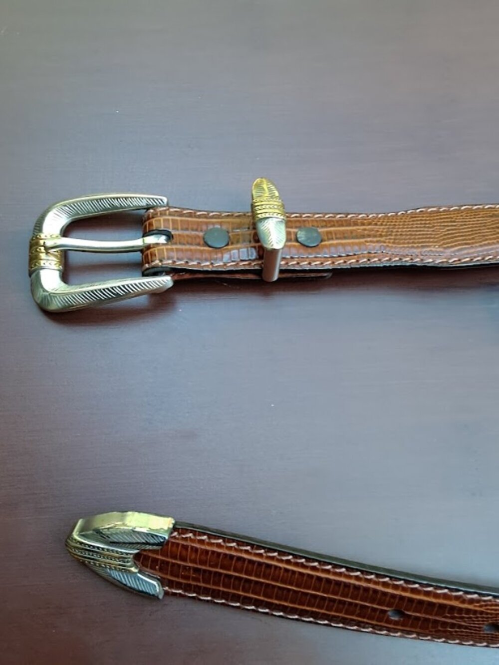 Bill Adler Studio Brown Western Belt Leather Belt Silver Conches Size 42 - Picture 4 of 7
